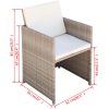 Matgrupp för trädgården med dynor 5 delar konstrotting beige vidaXL – miniatyr 10