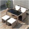 Matgrupp för trädgården med dynor 5 delar konstrotting beige vidaXL – miniatyr 1