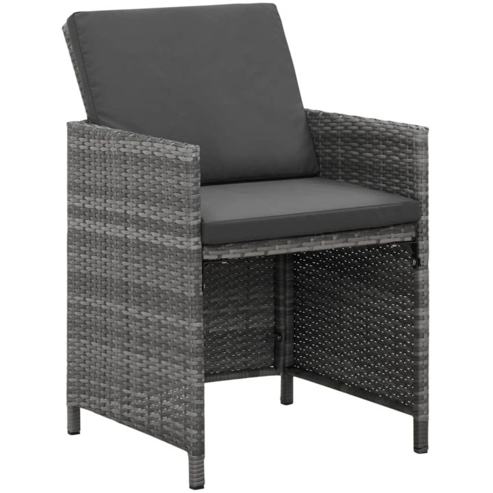 Matgrupp för trädgården med dynor 5 delar konstrotting grå vidaXL 109 cm bordslängd – bild 3