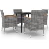 Matgrupp för trädgården med dynor 5 delar konstrotting och glas vidaXL 80 cm table length – miniatyr 2