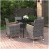 Matgrupp för trädgården med dynor 5 delar konstrotting och glas vidaXL 80 cm table length – miniatyr 1