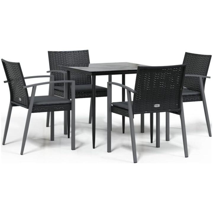 Matgrupp för trädgården med dynor 5 delar konstrottning & stål vidaXL 80 cm table length – bild 2