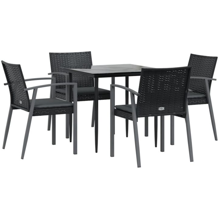 Matgrupp för trädgården med dynor 5 delar konstrottning & stål vidaXL 80 cm table length – bild 3
