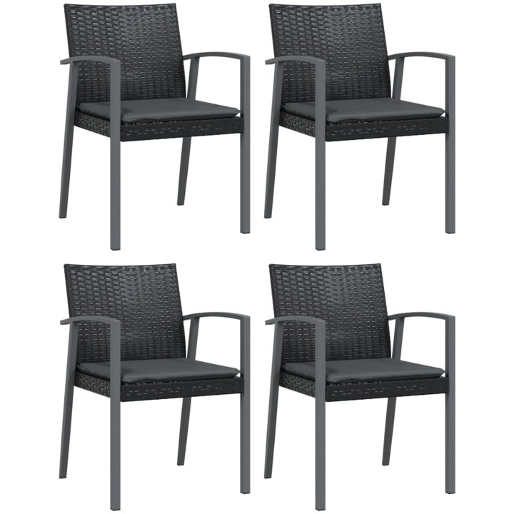 Matgrupp för trädgården med dynor 5 delar konstrottning & stål vidaXL 80 cm table length – bild 4