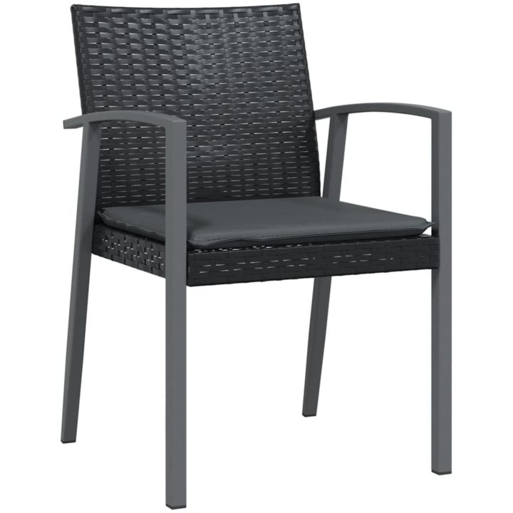 Matgrupp för trädgården med dynor 5 delar konstrottning & stål vidaXL 80 cm table length – bild 5