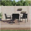 Matgrupp för trädgården med dynor 5 delar konstrottning & stål vidaXL 80 cm table length – miniatyr 1