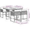 Matgrupp för trädgården med dynor 5 delar ljusgrå konstrottning vidaXL – miniatyr 9