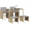 Matgrupp för trädgården med dynor 5 delar mixbeige konstrotting vidaXL – miniatyr 3