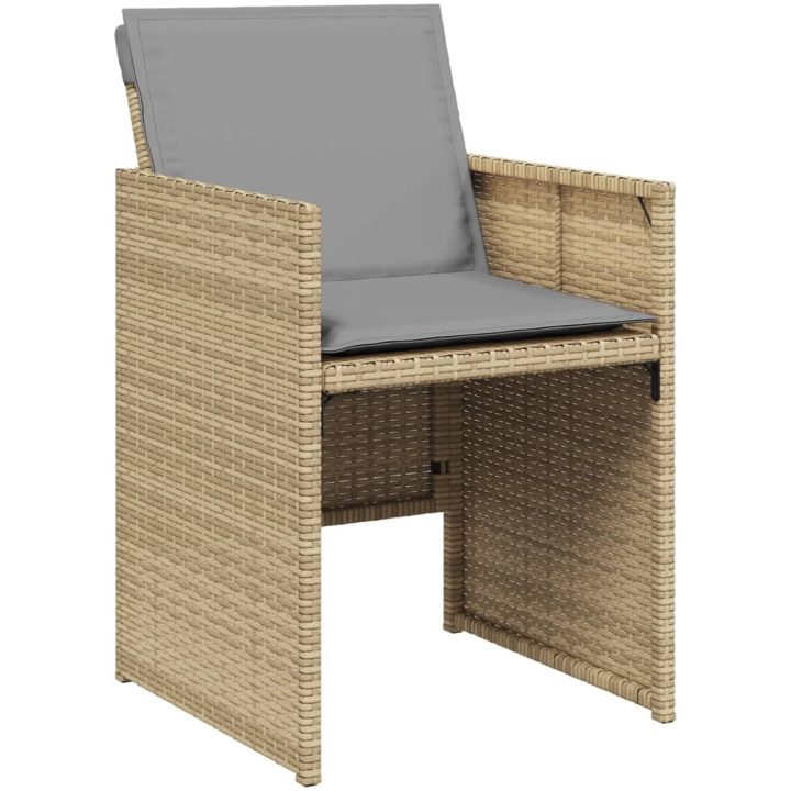 Matgrupp för trädgården med dynor 5 delar mixbeige konstrotting vidaXL – bild 4