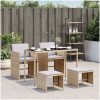 Matgrupp för trädgården med dynor 5 delar mixbeige konstrotting vidaXL – miniatyr 1