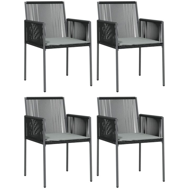 Matgrupp för trädgården med dynor 5 delar svart konstr. & stål vidaXL 80 cm table length – bild 4