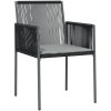 Matgrupp för trädgården med dynor 5 delar svart konstr. & stål vidaXL 80 cm table length – miniatyr 5