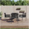 Matgrupp för trädgården med dynor 5 delar svart konstr. & stål vidaXL 80 cm table length – miniatyr 1