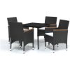 Matgrupp för trädgården med dynor 5 delar svart vidaXL 80 cm table length – miniatyr 2