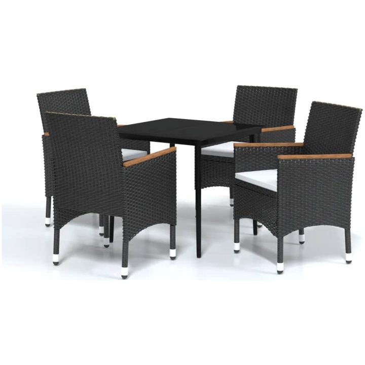Matgrupp för trädgården med dynor 5 delar svart vidaXL 80 cm table length – bild 2