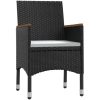 Matgrupp för trädgården med dynor 5 delar svart vidaXL 80 cm table length – miniatyr 3