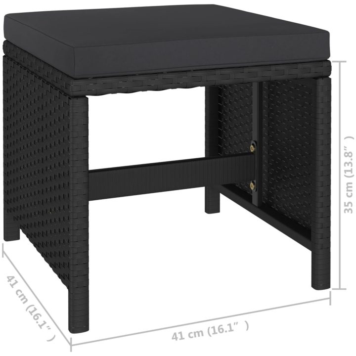 Matgrupp för trädgården med dynor 6 delar konstrotting svart vidaXL – bild 8