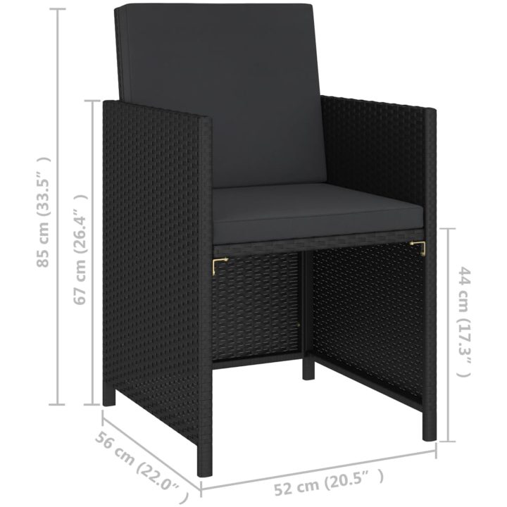 Matgrupp för trädgården med dynor 6 delar konstrotting svart vidaXL – bild 9