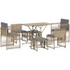 Matgrupp för trädgården med dynor 7 delar beige konstrotting vidaXL – miniatyr 2