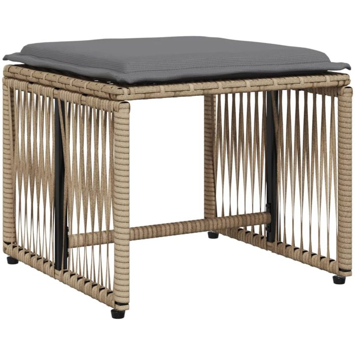 Matgrupp för trädgården med dynor 7 delar beige konstrotting vidaXL – bild 4
