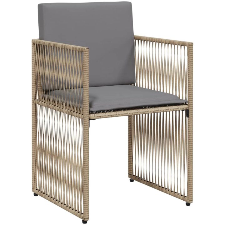 Matgrupp för trädgården med dynor 7 delar beige konstrotting vidaXL – bild 5