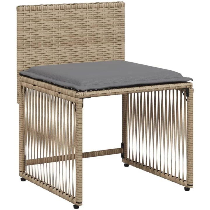 Matgrupp för trädgården med dynor 7 delar beige konstrotting vidaXL – bild 6