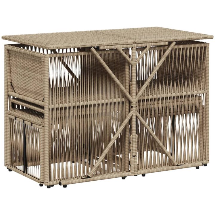 Matgrupp för trädgården med dynor 7 delar beige konstrotting vidaXL – bild 7