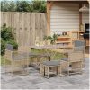 Matgrupp för trädgården med dynor 7 delar beige konstrotting vidaXL – miniatyr 1