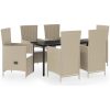 Matgrupp för trädgården med dynor 7 delar beige vidaXL – miniatyr 2