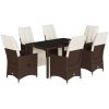 Matgrupp för trädgården med dynor 7 delar brun konstrotting vidaXL 150 x 90 x 75 cm – miniatyr 2