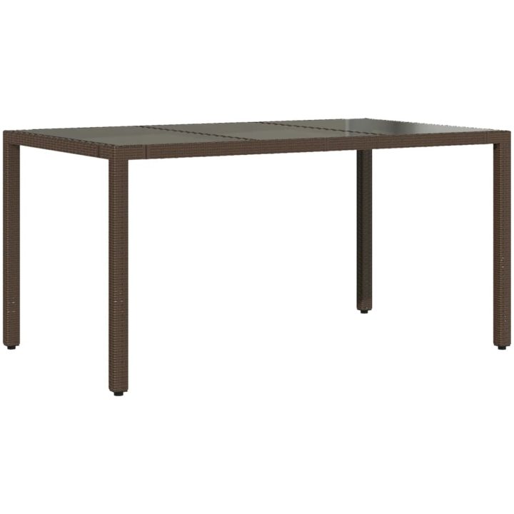 Matgrupp för trädgården med dynor 7 delar brun konstrotting vidaXL 150 x 90 x 75 cm – bild 4