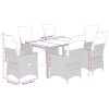 Matgrupp för trädgården med dynor 7 delar brun konstrotting vidaXL 150 x 90 x 75 cm – miniatyr 7
