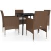 Matgrupp för trädgården med dynor 7 delar brun och svart vidaXL 80 cm table length – miniatyr 2