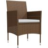 Matgrupp för trädgården med dynor 7 delar brun och svart vidaXL 80 cm table length – miniatyr 3