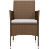 Matgrupp för trädgården med dynor 7 delar brun och svart vidaXL 80 cm table length – miniatyr 4