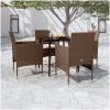 Matgrupp för trädgården med dynor 7 delar brun och svart vidaXL 80 cm table length – miniatyr 1