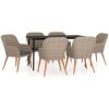 Matgrupp för trädgården med dynor 7 delar brun vidaXL 140 cm table length – miniatyr 2