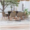 Matgrupp för trädgården med dynor 7 delar brun vidaXL 140 cm table length – miniatyr 1