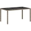 Matgrupp för trädgården med dynor 7 delar grå konstrotting&glas vidaXL 150 x 90 x 75 cm – miniatyr 4