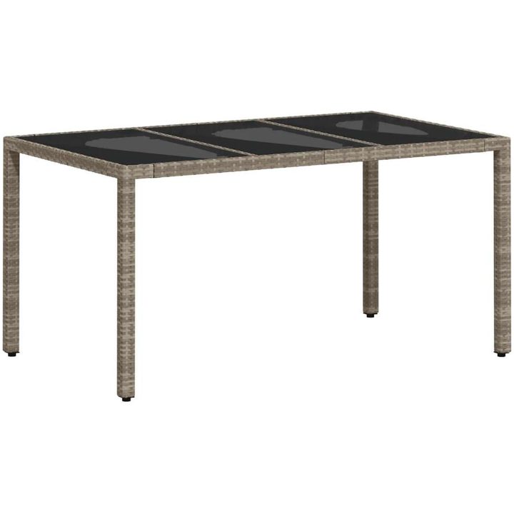 Matgrupp för trädgården med dynor 7 delar grå konstrotting&glas vidaXL 150 x 90 x 75 cm – bild 4