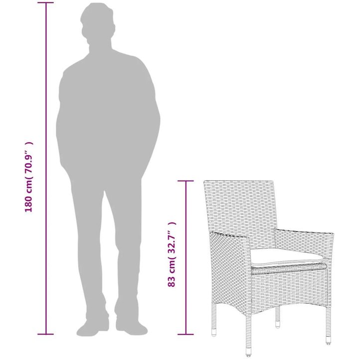 Matgrupp för trädgården med dynor 7 delar grå konstrotting&glas vidaXL 150 x 90 x 75 cm – bild 10
