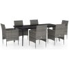 Matgrupp för trädgården med dynor 7 delar grå och svart vidaXL 200 cm table length – miniatyr 2