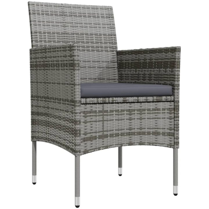 Matgrupp för trädgården med dynor 7 delar grå och svart vidaXL 200 cm table length – bild 3