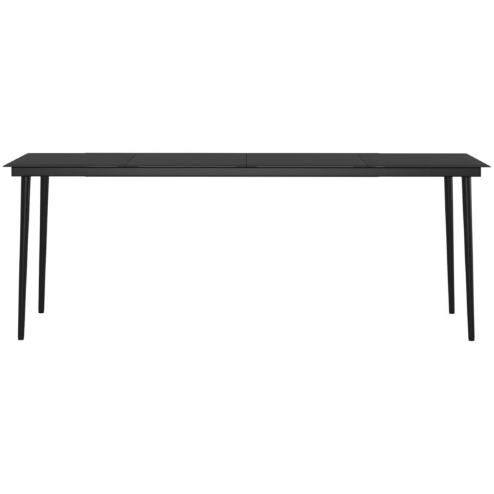 Matgrupp för trädgården med dynor 7 delar grå och svart vidaXL 200 cm table length – bild 6