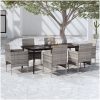 Matgrupp för trädgården med dynor 7 delar grå och svart vidaXL 200 cm table length – miniatyr 1