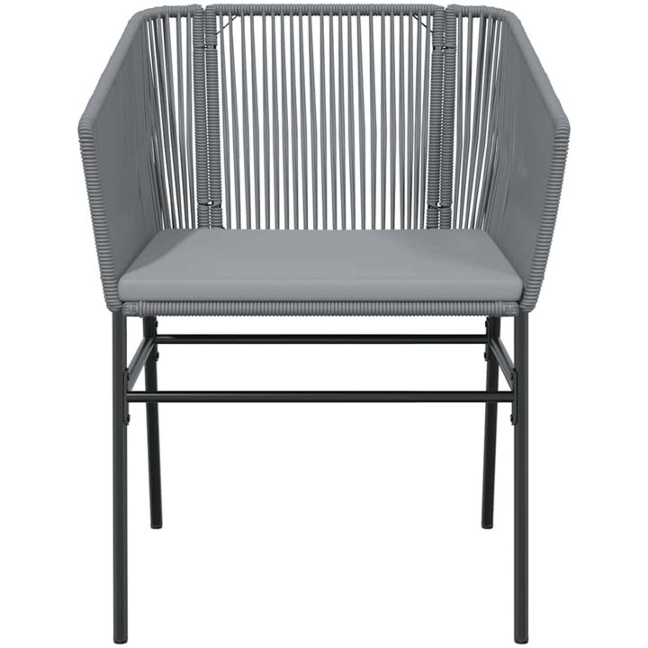 Matgrupp för trädgården med dynor 7 delar grå polyrotting glas vidaXL 160 x 80 x 74 cm – bild 5