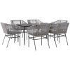 Matgrupp för trädgården med dynor 7 delar grå polyrotting glas vidaXL 160 x 80 x 74 cm – miniatyr 1