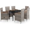 Matgrupp för trädgården med dynor 7 delar grå vidaXL 140 cm table length – miniatyr 2