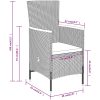 Matgrupp för trädgården med dynor 7 delar grå vidaXL 140 cm table length – miniatyr 9