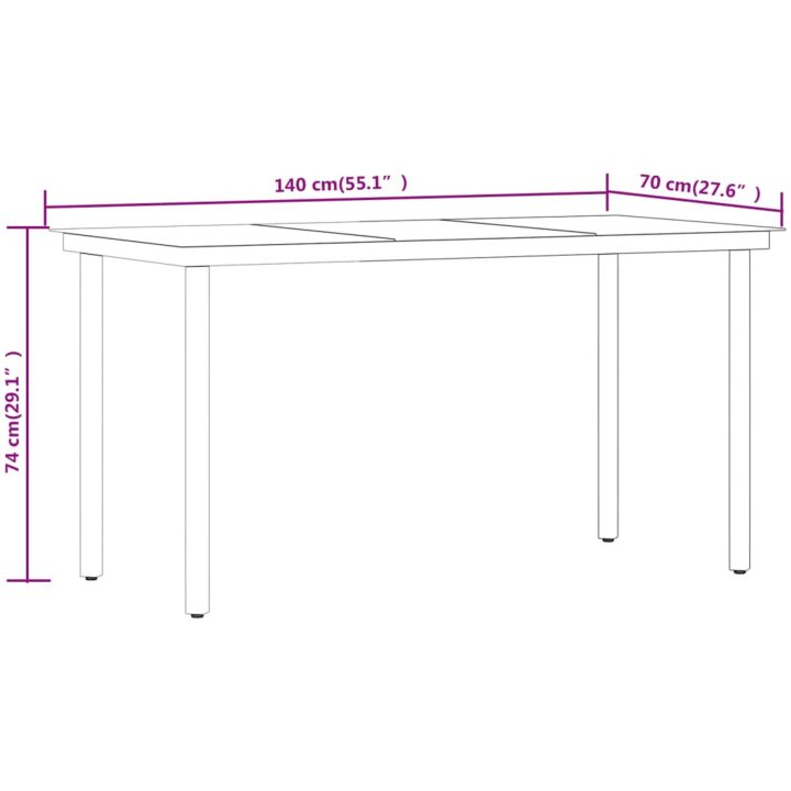 Matgrupp för trädgården med dynor 7 delar grå vidaXL 140 cm table length – bild 10